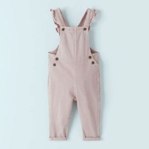 4-5 YEARS (43,3 INCHES)RUFFLED SERGED OVERALLS Pink 